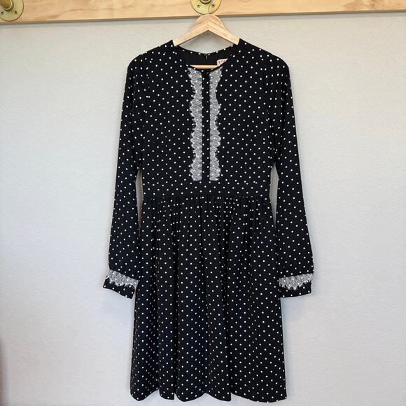 Women's Brooks Brothers Res Fleece Black and White Fit and Flare Dress Size 4 - Picture 1 of 10